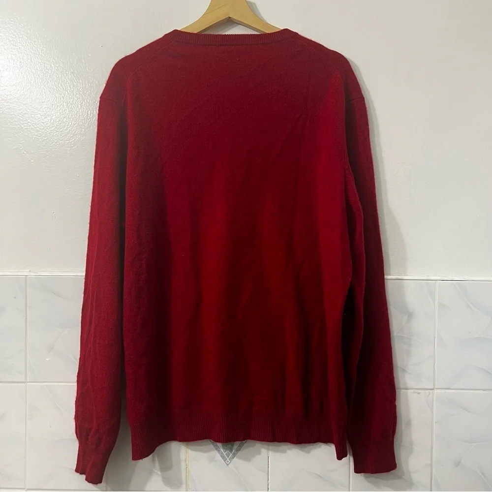 Club Room 100% Cashmere Long Sleeve Sweater Men’s XL Red Preppy Christmas